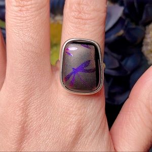 ‼️Clearance‼️Sterling silver dichroic glass ring